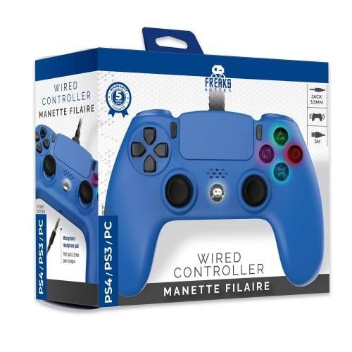 Trade Invaders Kablet PS4-kontroller med 3M kabel - Blå Trade Invaders Kablet PS4-kontroller med 3M kabel - Blå