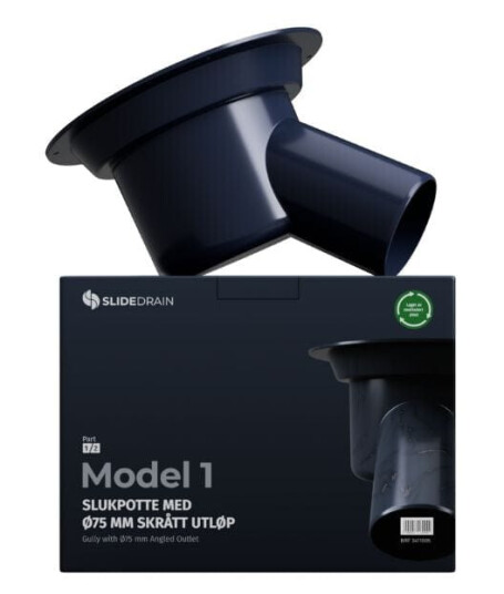 Slidedrain Model 1 Slukpotte Ø75mm Utløp Skrått