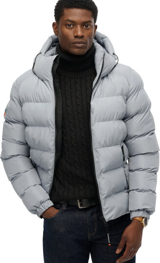 Superdry Hooded Sports Puffer Jacket - Grey - M Superdry Hooded Sports Puffer Jacket - Grey - M
