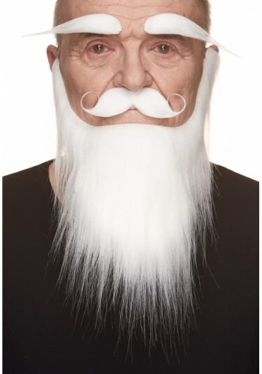 Mustaches Hvitt skjegg m/bart og øyebryn Mustaches Hvitt skjegg m/bart og øyebryn