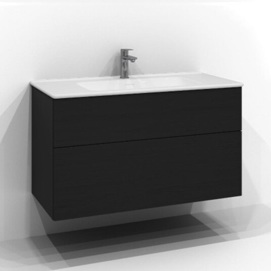Svedbergs Poem Plan Servantskap D45 med 2 Skuffer Svart ask / 100cm Push Open