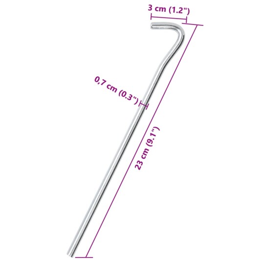 Teltplugger 25 stk 23 cm Ø7 mm galvanisert stål