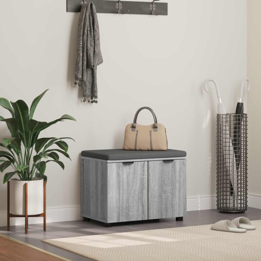 vidaXL Gangbenk Grå Sonoma 60 x 38 x 46 cm Konstruert treverk og stoff vidaXL Gangbenk Grå Sonoma 60 x 38 x 46 cm Konstruert treverk og stoff