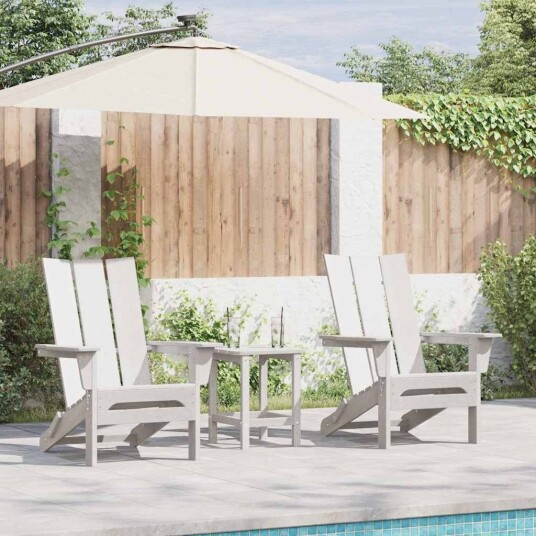 sammenleggbare Adirondack-stoler 2 stk Hvit 74.5x80.5x90 cm HDPE