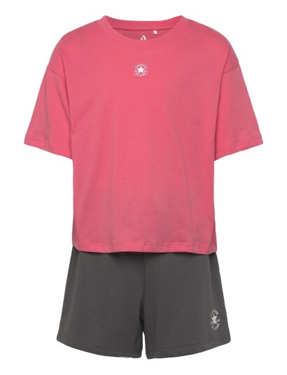 Converse Cnvg Boxy Tee And Short Set Pink 128/140 Converse Cnvg Boxy Tee And Short Set Pink 128/140