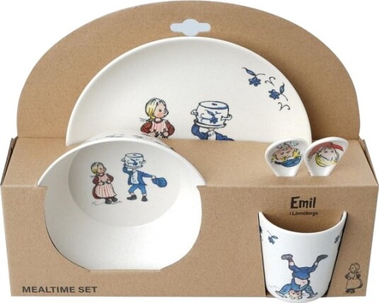 Barbo Toys Emil 100% Melamin 5 stk pakke tallerken bolle beger 2 skjeer