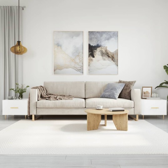  Salongbord 2 stk høyglans hvit 50x50x40 cm konstruert tre 8720845428303