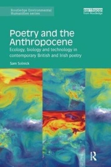 Poetry and the Anthropocene Poetry and the Anthropocene