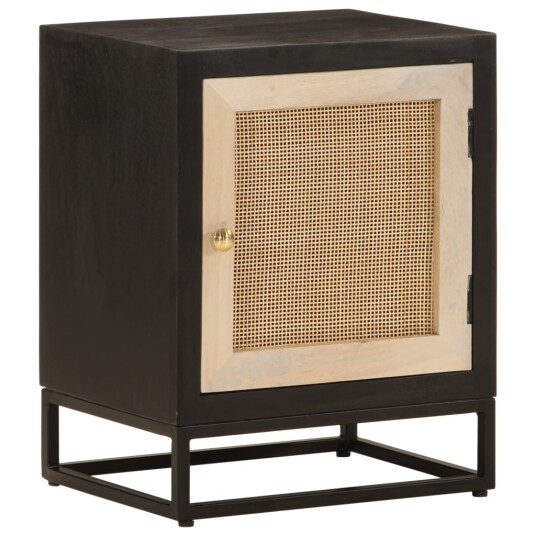 Nattbord svart 40x30x50 cm heltre mango og jern 8721012215511