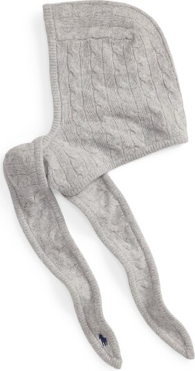 Polo Ralph Lauren Cable Knit Wool Cashmere Wrap Snood SOFT GREY One Size