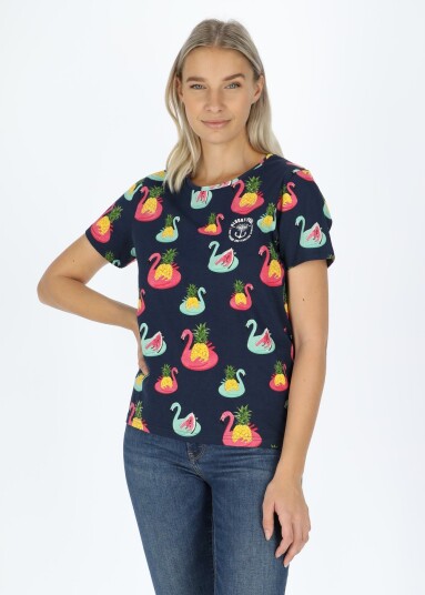 Blount & Pool Jungle Tee W Navy Flamingo Pineapple 36 Strandklær