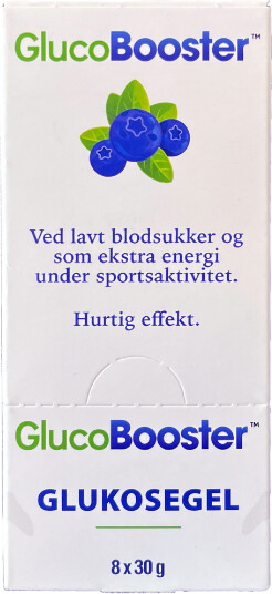 GlucoBooster glukosegel blåbær 8 x 30 g