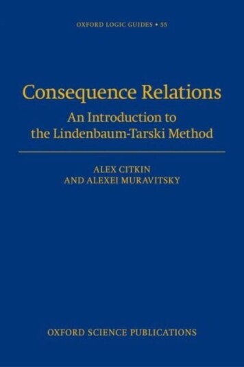 Consequence Relations An Introduction to the LindenbaumTarski Method