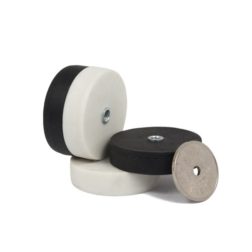 SuperMagneter Gummimagnet Ø 34 Mm Med Gjenget Hull M4   Løftekraft 8 Kg