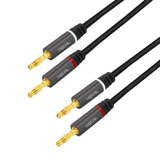 LogiLink 5m Lydkabel med Banankontakter Svart