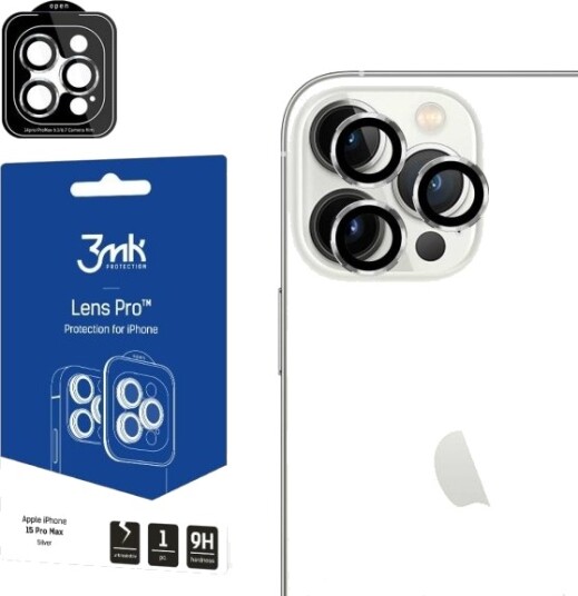 3Mk Lens Protection Pro Silver, Iphone 15 Pro Max, 1 Stykker