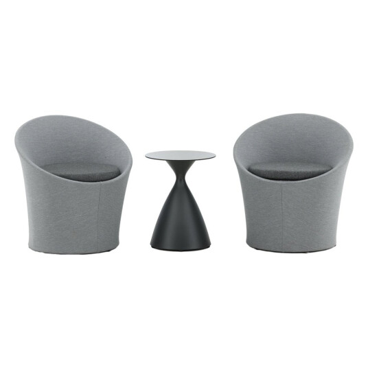 Venture Design Spoga kafésett Svart med grå pute 2 lenestoler & bord 40 cm Grå