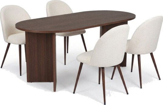 Dano Spisebord 180 cm med 4 Nibe Plus Spisestoler - Hvit/Brun