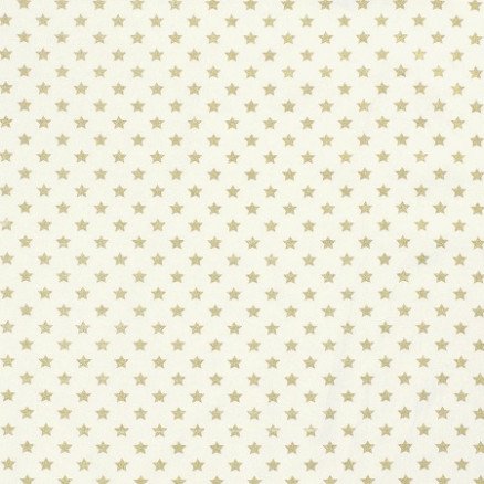 Balsløw Bomullspoplin Stoff 145 cm 051 Beige med stjerner Mellom