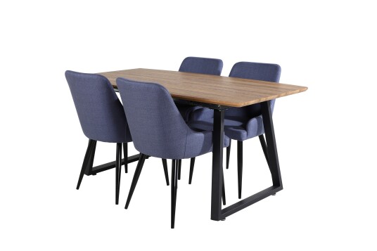 Venture Home Inca Spisegruppe 160 cm Rektangulær med 4 Plaza Stoler Sort