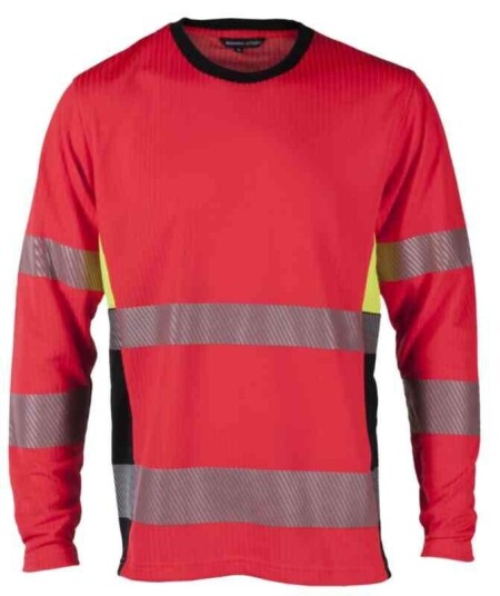 BS Gjøvik T-skjorte, lang, HiVis kl.3 Unisex, Str. S, Rød/Sort BS Gjøvik T-skjorte, lang, HiVis kl.3 Unisex, Str. S, Rød/Sort