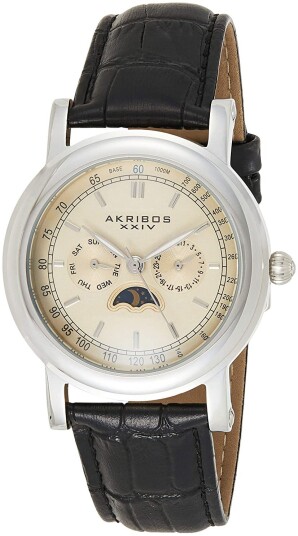 Akribos XXIV Herreklokke AK632SSW Champagnefarget/Lær Ø41 mm