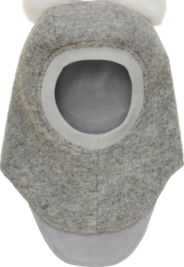 Huttelihut Balaclava Wool Alpaca Pompoms - Grey - 12/24M
