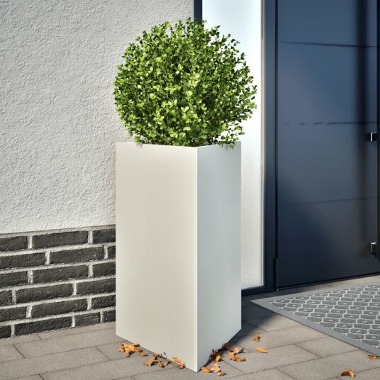 Plantekasse hvit trekantet 50x43x75 cm stål