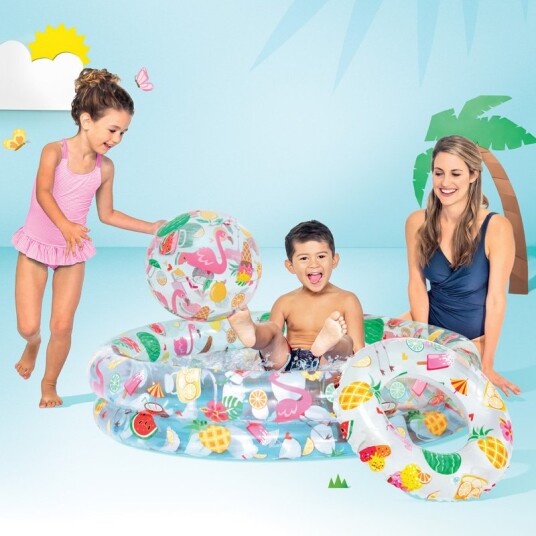 AMO Toys Oppblåsbart Barnebasseng med Badeleker Sett