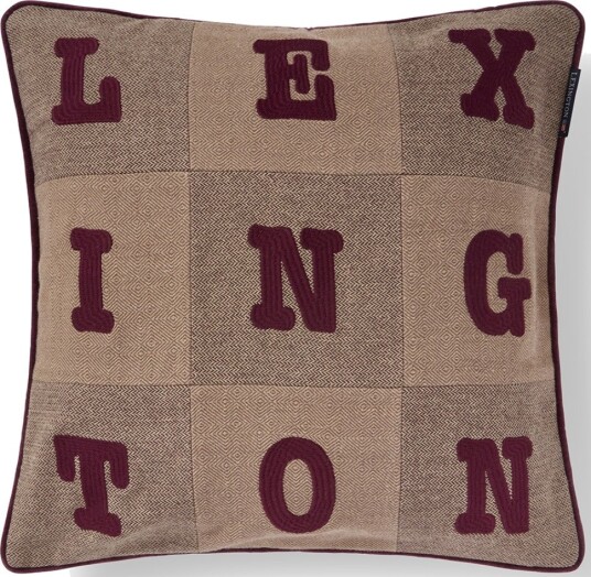 Lexington Letter Patch Tweed putetrekk 50x50 cm beige/brown/fig Lexington Letter Patch Tweed putetrekk 50x50 cm beige/brown/fig