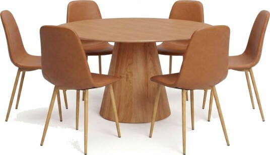 Siena spisegruppe rund 150 cm eik med 6 Nibe spisestoler - Eik