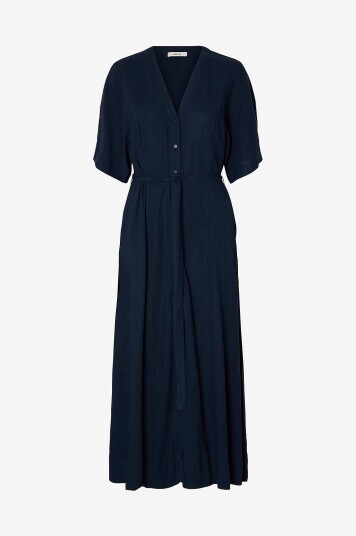 Selected Women   Maxikjole slfViva Regular Linen Blend   Blå