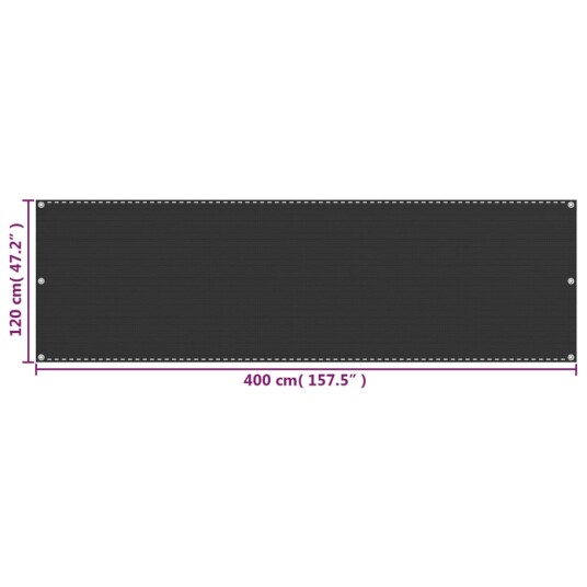 vidaXL Balkongskjerm antrasitt 120x400 cm HDPE