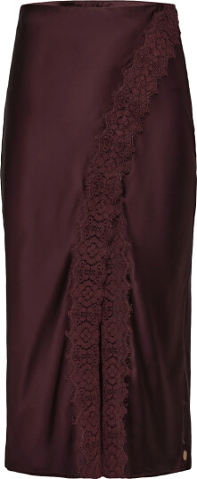 by Ti Mo Satin Skirt   Burgundy   S