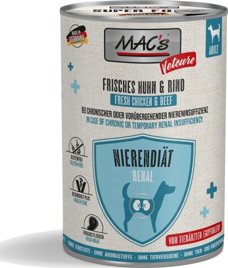 Mac's våtfôr Dog Vetcare nyrediett & Kylling okse 6 x 400 g