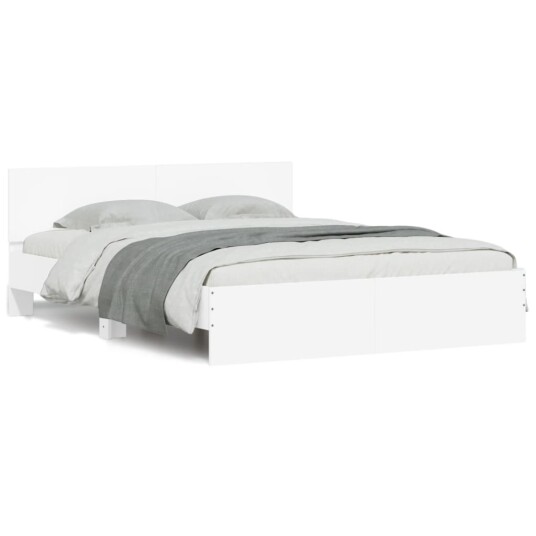 Sengeramme med sengegavl og LED hvit 150x200 cm 8721012248199