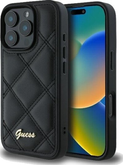 Guess Quilted Metallogo iPhone 16 Pro Deksel - Svart