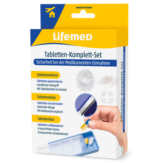 Lifemed Tablettsett Pilleboks Pilledeler Pilleknuser