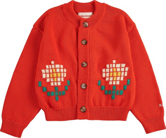 Bobo Choses Cardigan Strikk Piksel Daisy Rød Bobo Choses 4 5 år 104 110 Cardigan