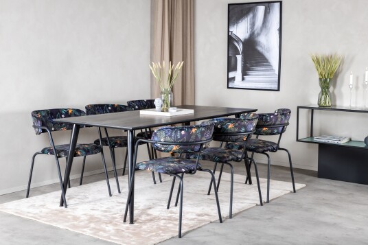Venture Home Spisegruppe Larrinzar 180 cm + 6 stk Ayacor Spisestoler