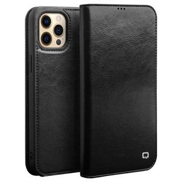 Qialino Classic iPhone 13 Pro Max Lommebok-deksel I Lær Svart