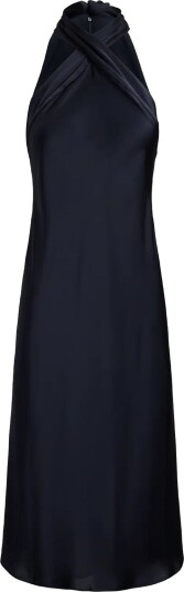 Lauren Ralph Lauren Tie Back Charmeuse Halter Cocktail Dress   LAUREN NAVY   36