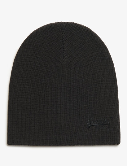 Superdry Essential Logo Knitted Beanie - Black - ONE SIZE Superdry Essential Logo Knitted Beanie - Black - ONE SIZE