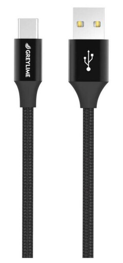 GreyLime Braided USB-A til USB-C Kabel Sort 2 m