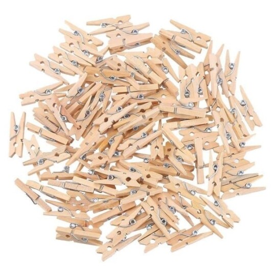 100 pakning Mini Klesklyper Tre 2,5 cm Tre