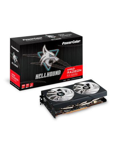 PowerColor Radeon RX 6600 Hellhound 8GB GDDR6 - 8GB GDDR6 RAM - Grafikkort