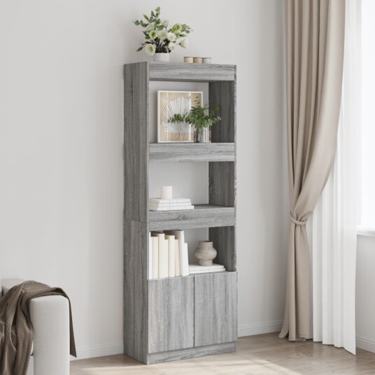 Highboard grå sonoma 63x33x180 cm konstruert tre