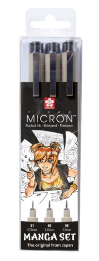 Sakura Manga Pigma Micron Black 3-set
