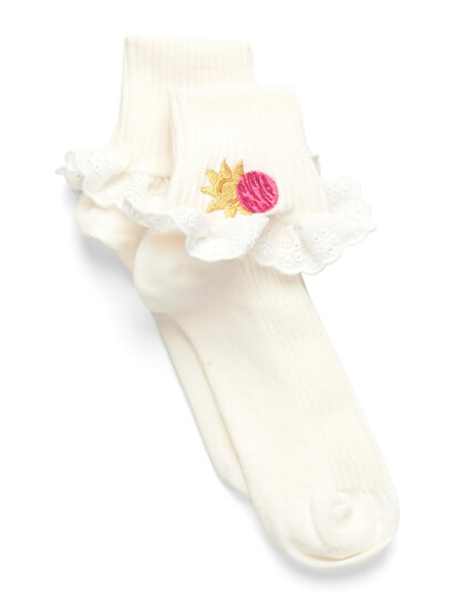 Mini Rodini Space Lace 1 Pack Socks   White   20/23