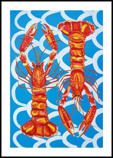 Langoustines On Blue Poster Plakat / 50x70cm
